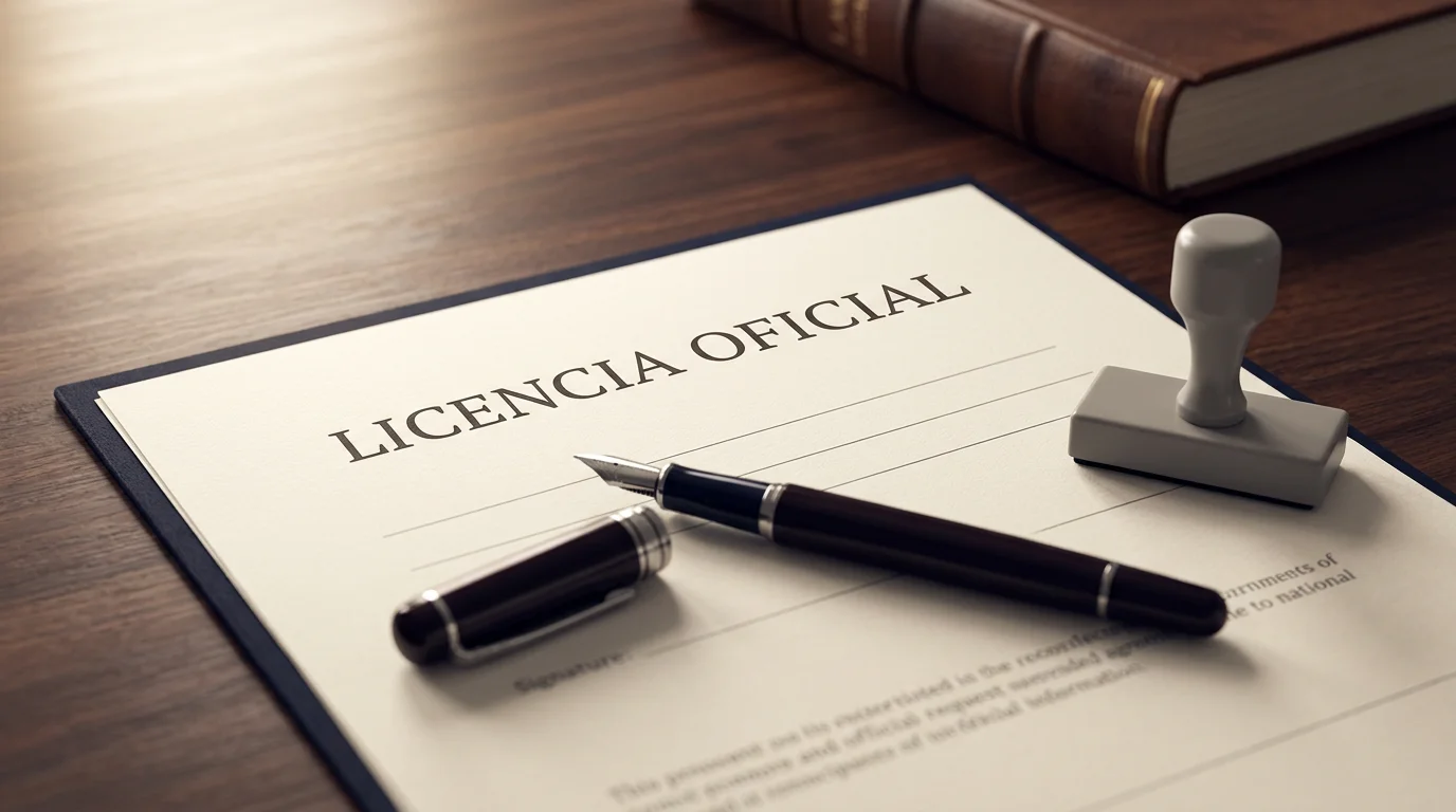 Sello de la licencia DGOJ y documentación regulatoria de un operador de apuestas deportivas autorizado en España